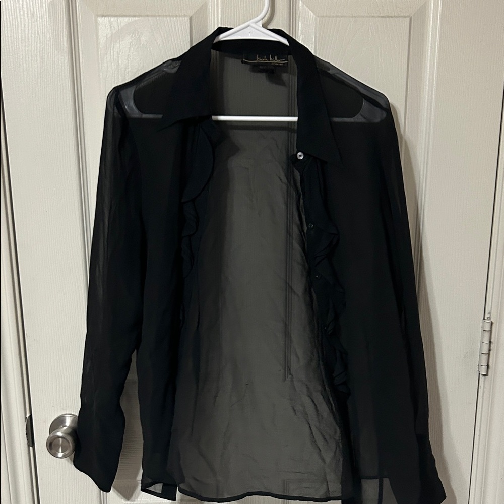 Nicole miller Black Sheer blouse